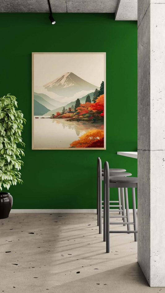 Autumn Stillness by the Lake – Contemporary Japanese Landscape Art