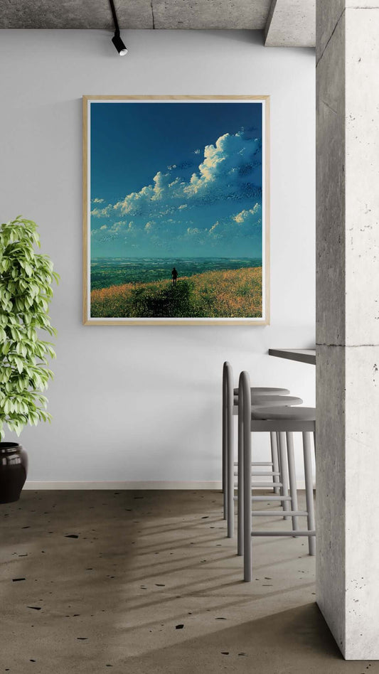 Lone Horizon Landscape Print – Cinematic Sky Wall Print for Modern Interiors