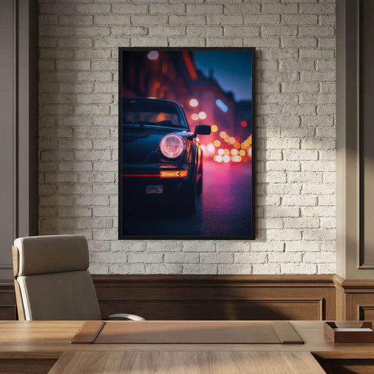 Neon Porsche Night | Classic Porsche Car Wall Art