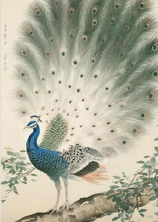 Celestial Peacock — Traditional Asian Peacock Wall Art Print