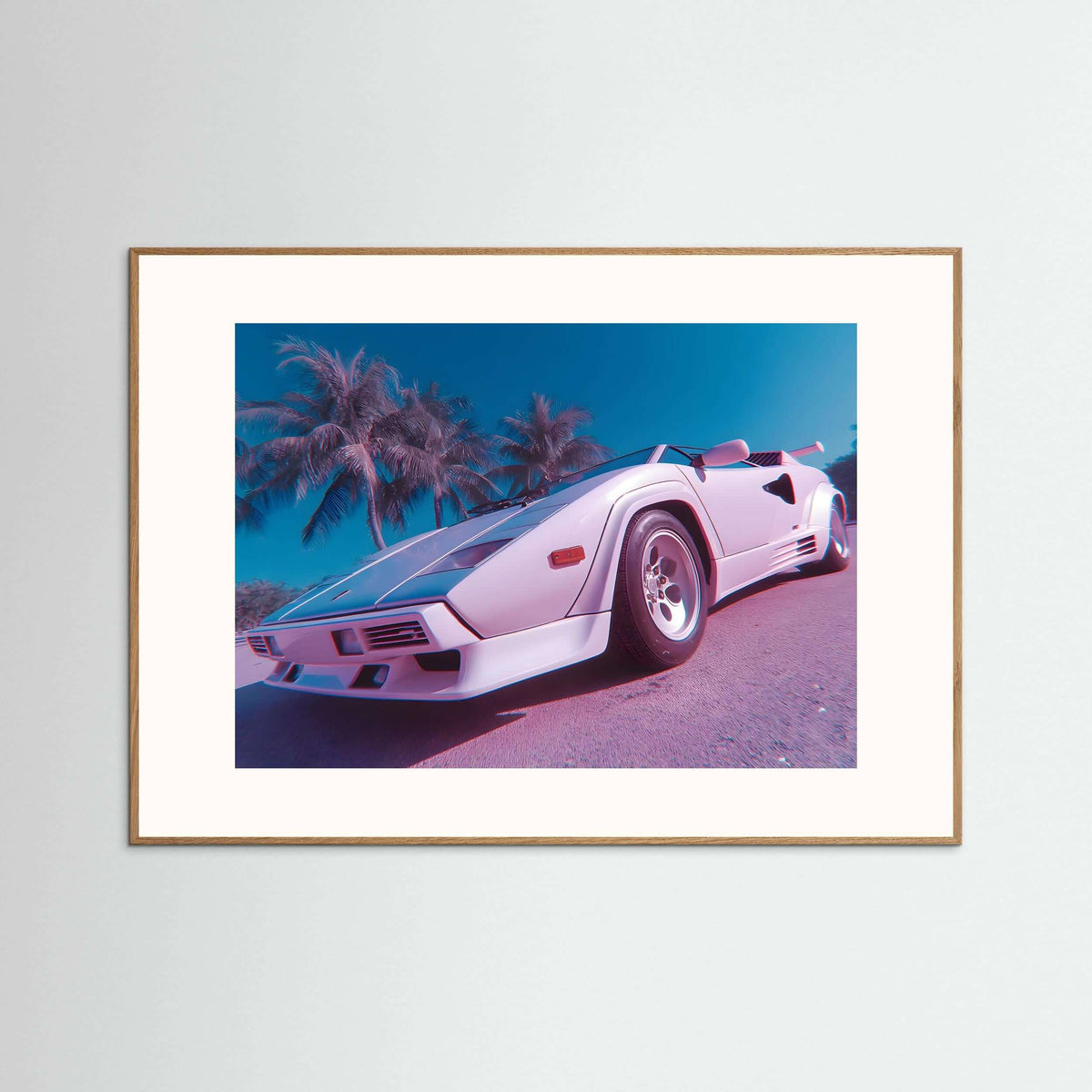 Palm Drive Supercar Wall Art – Retro Exotic Convertible Canvas Print
