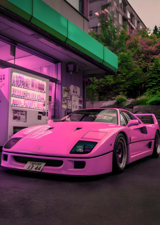 JDM supercar wall art-Neon Night Supercar Wall Art 