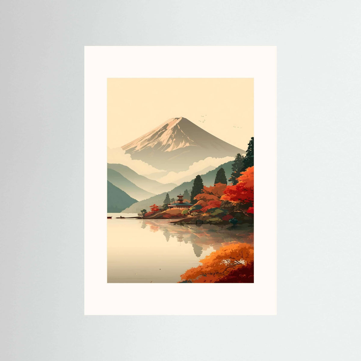 Autumn Stillness by the Lake – Contemporary Japanese Landscape Art