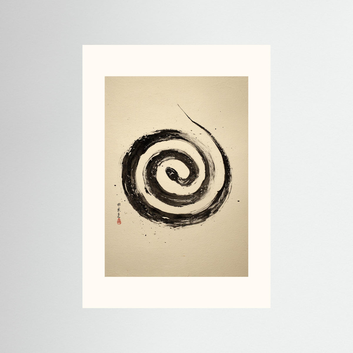 Coiled Silence – Minimalist Ink Snake Wall Art