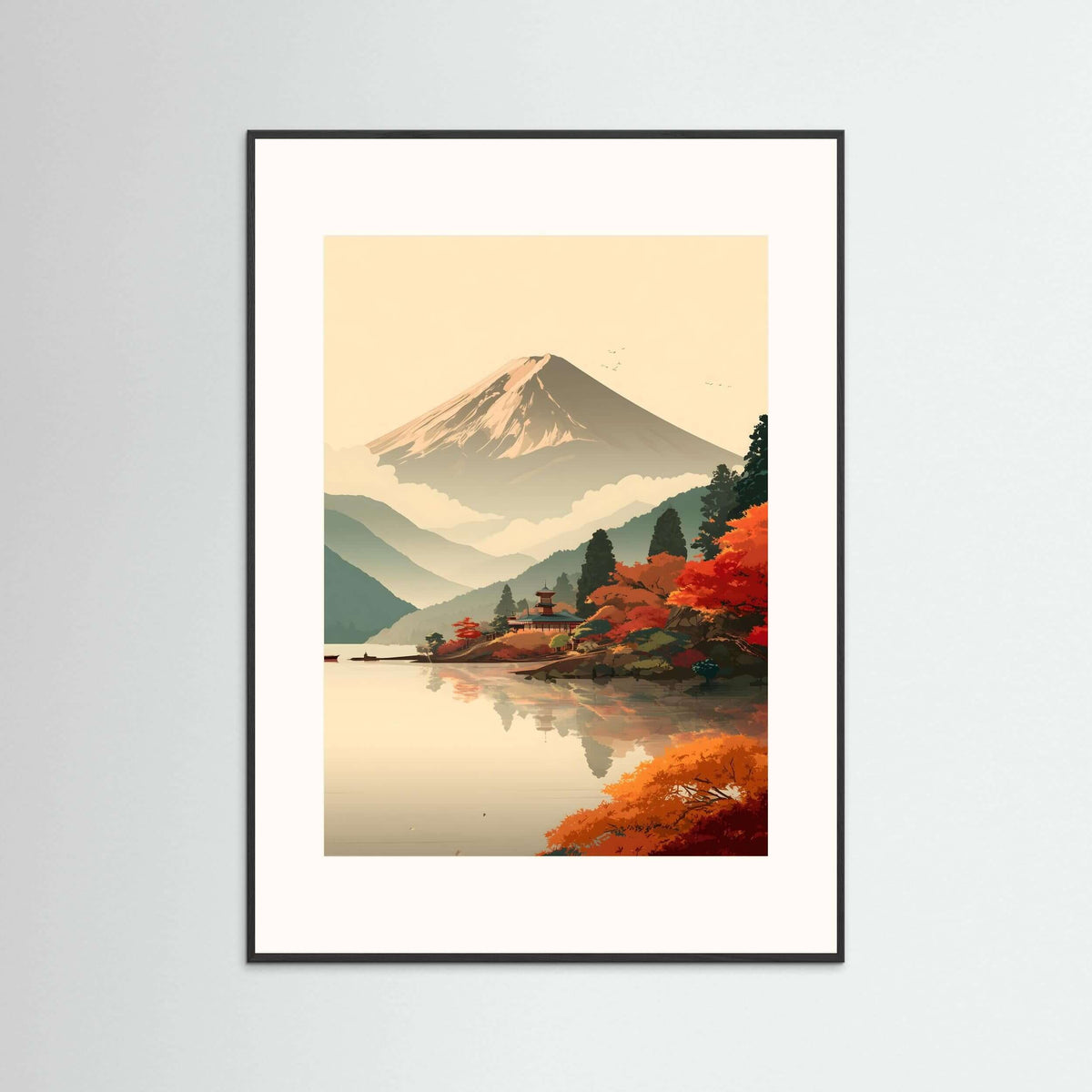 Autumn Stillness by the Lake – Contemporary Japanese Landscape Art