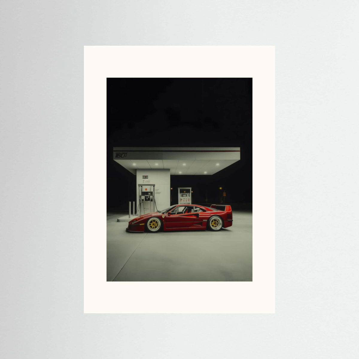 red supercar wall art-Midnight Fuel Stop Wall Art 