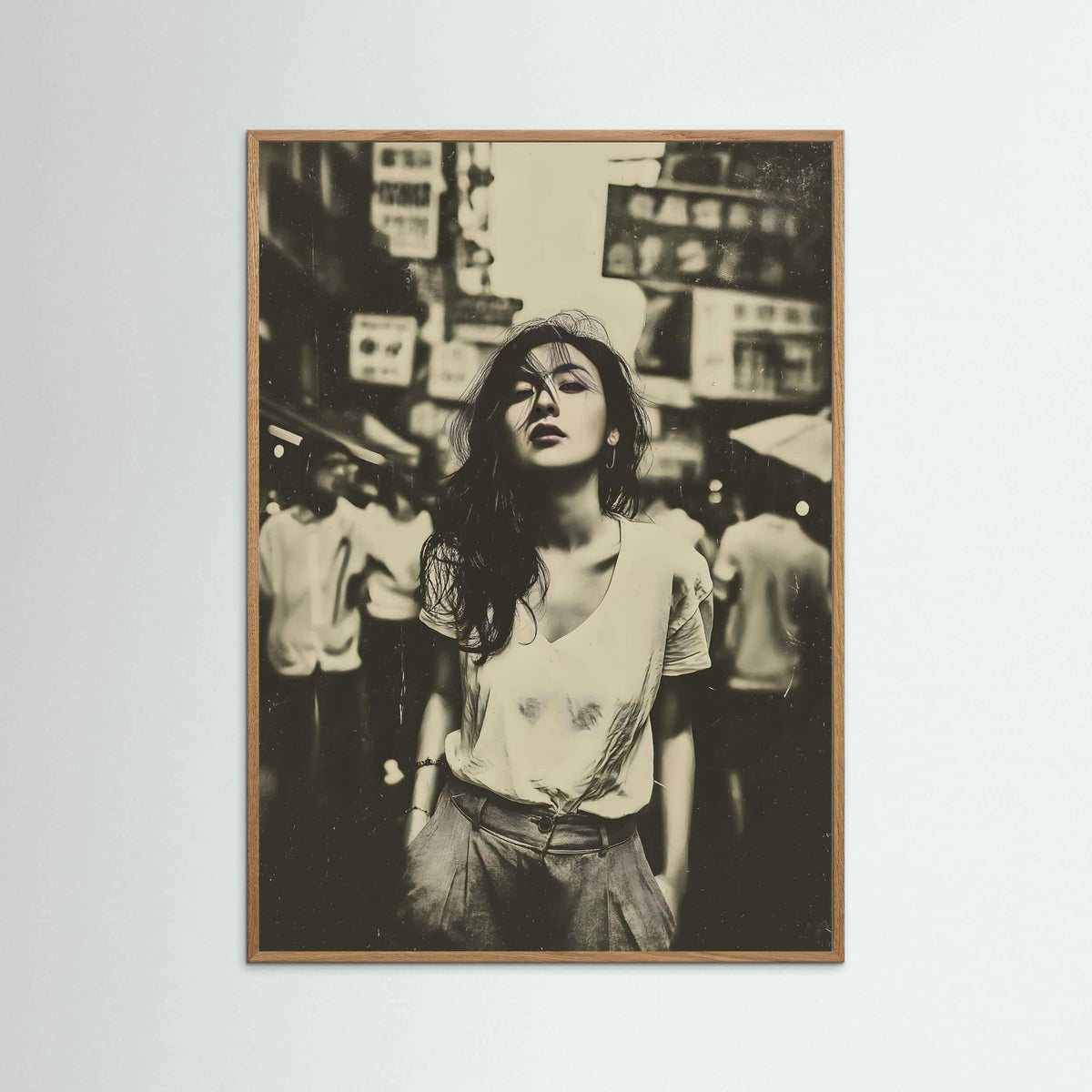 Vintage Urban Street Portrait Wall Art – Cinematic Black & White Photography Print