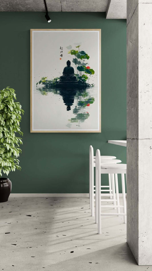 zen buddha lotus meditation art-Stillness Within