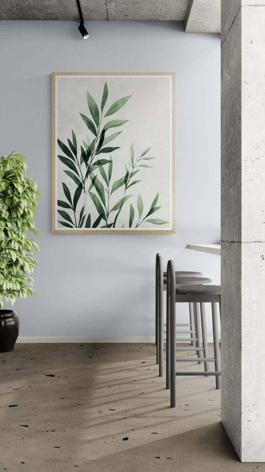 Quiet Leaves – Japandi-Inspired Minimalist Botanical Wall Art Print