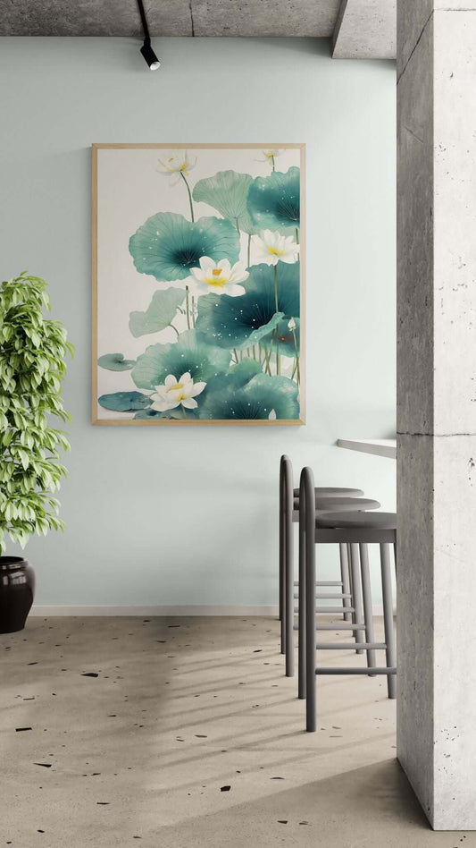  Japandi botanical wall art-Lotus Stillness