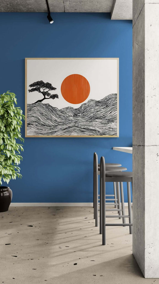 Japandi minimalist wall art-Rising Stillness 