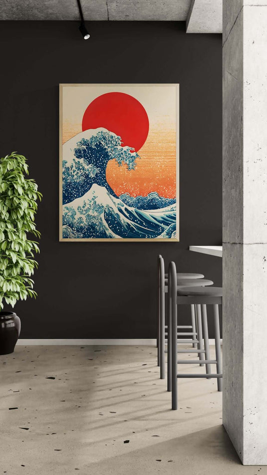 Japanese wave wall art-Ocean Wave Print 
