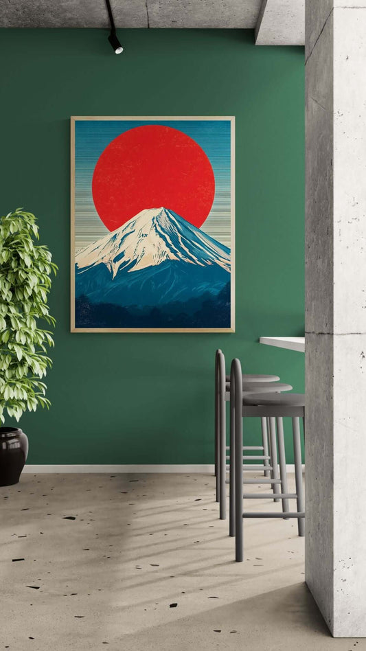 minimalist mountain canvas art-Rising Sun Over Fuji 