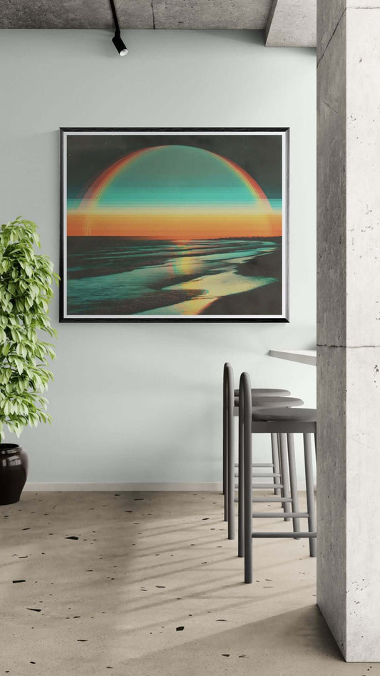 abstract ocean sunset canvas art-Horizon Echo 