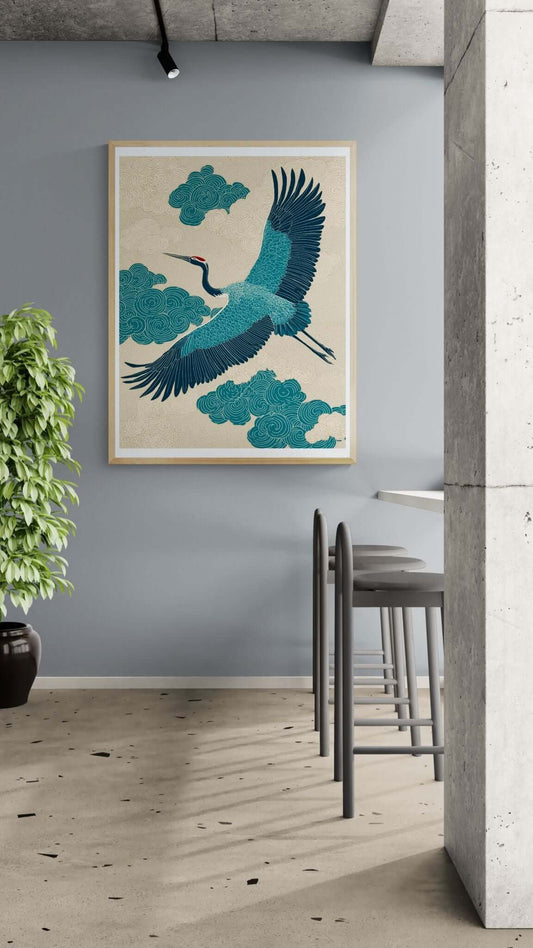 Japanese crane wall art print-Ascending Grace 