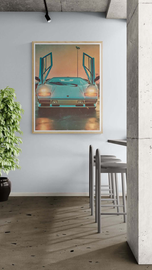 Icon Awakened Wall Art – Retro Supercar Canvas Print with Scissor Doors