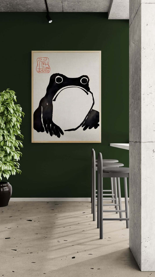 Japanese ink frog wall art-Zen Frog 
