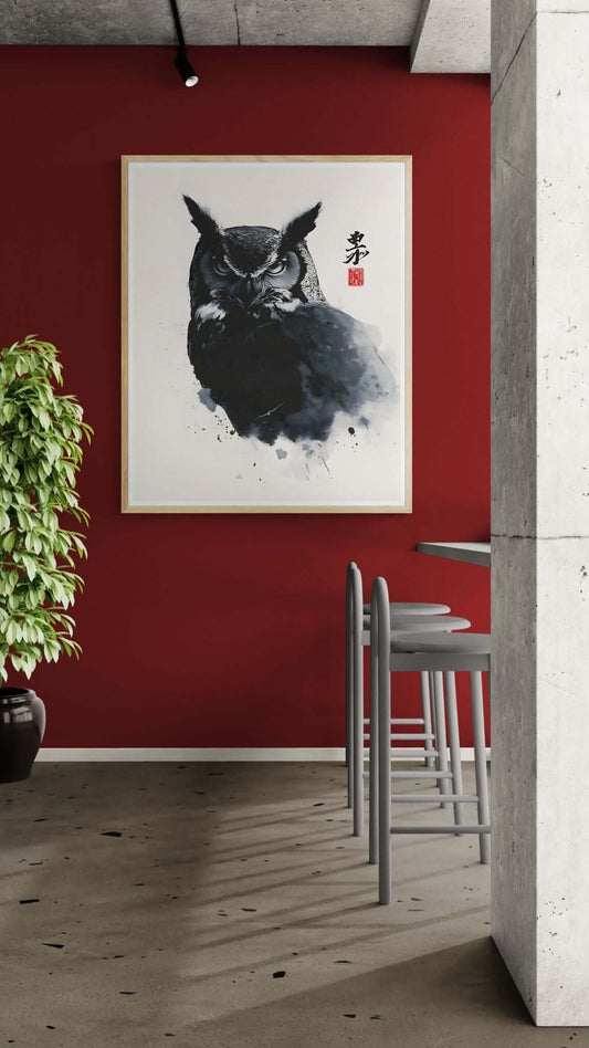 Silent Guardian – Minimalist Owl Wall Art