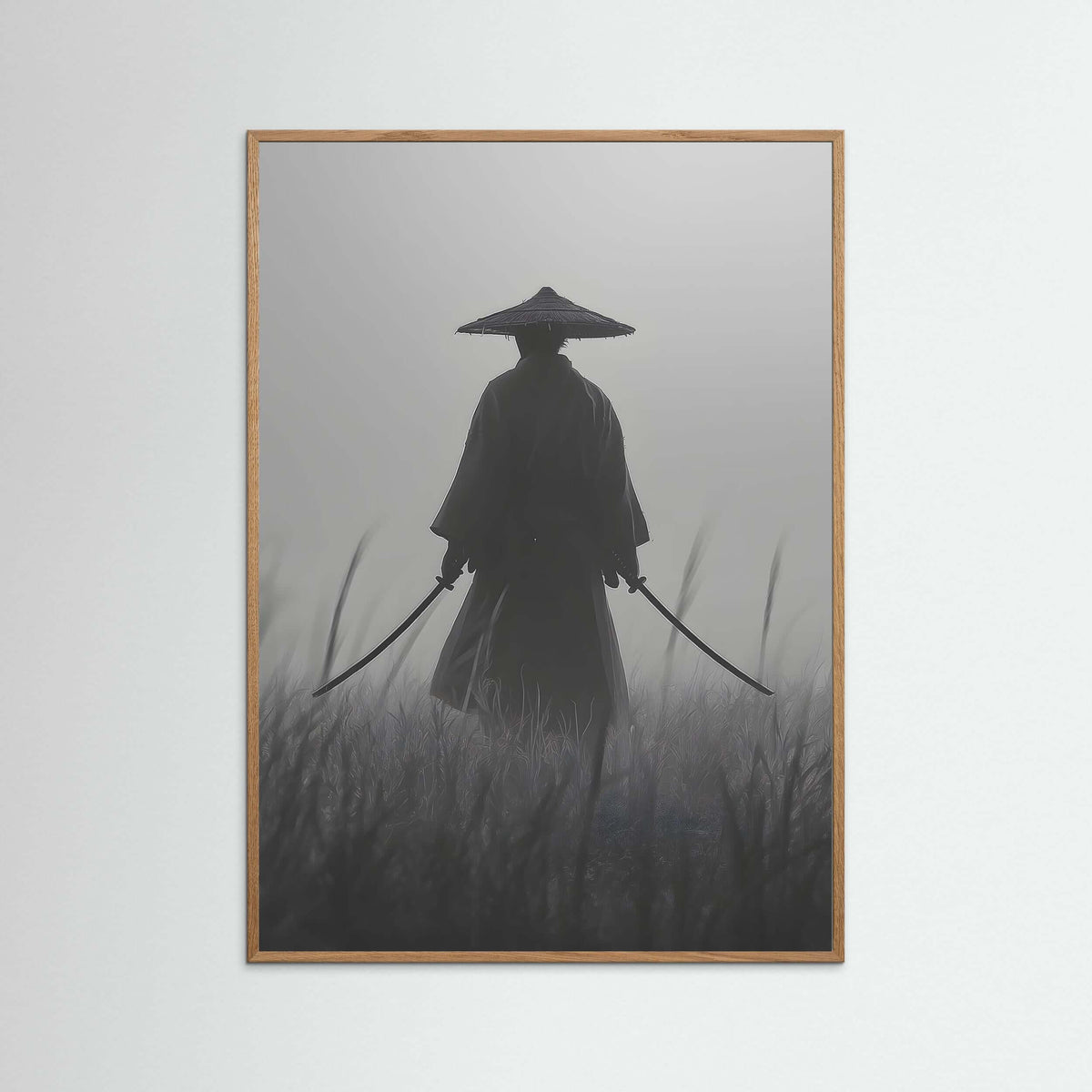 Monochrome Samurai Wall Art – Cinematic Warrior Canvas Print