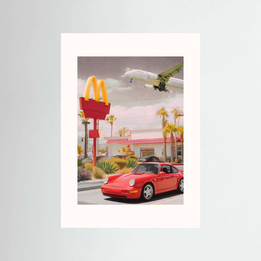 Retro McDonald's Drive-Thru Porsche 911 Airplane Art Print