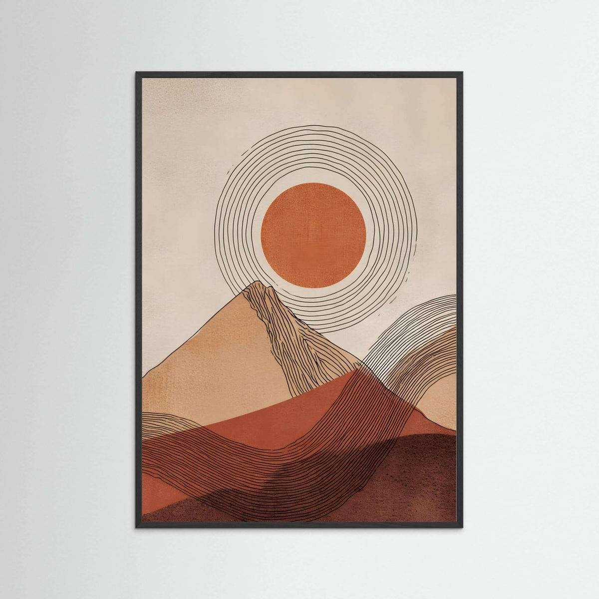 Earth & Horizon – Japandi-Inspired Minimalist Landscape Wall Art Print