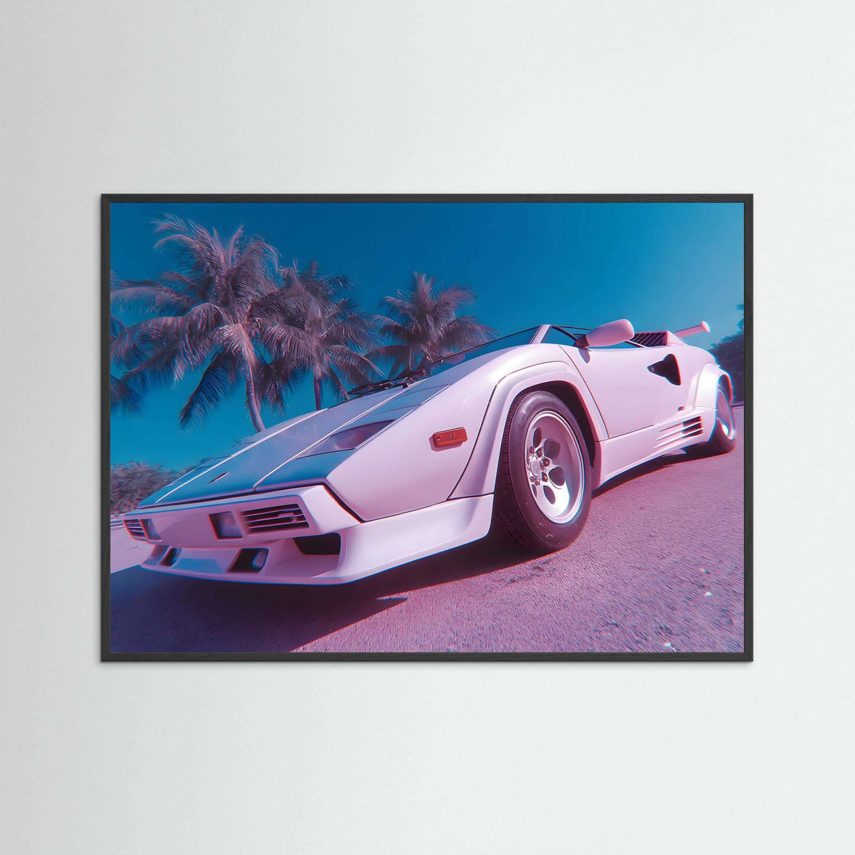 Palm Drive Supercar Wall Art – Retro Exotic Convertible Canvas Print