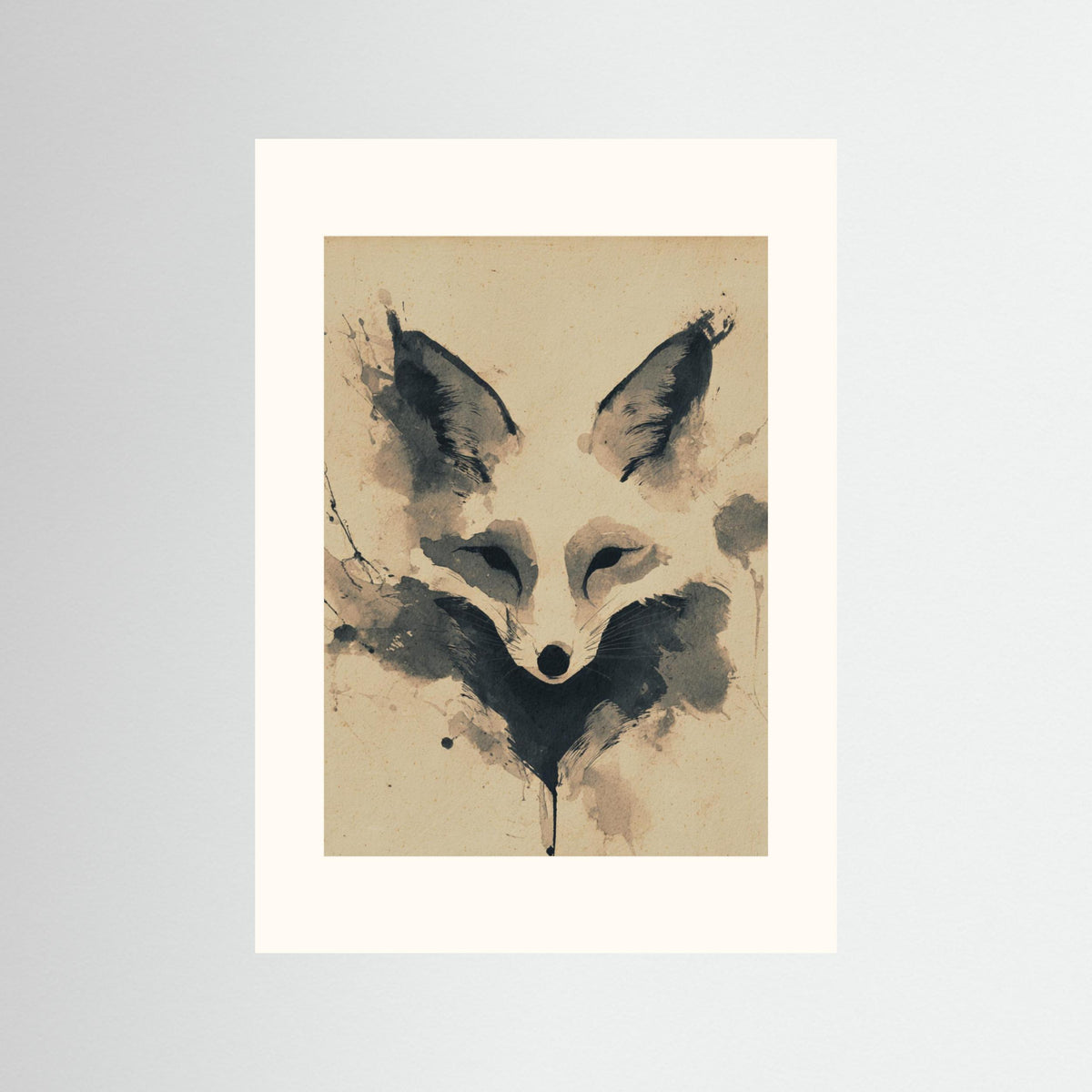 Veil of Cunning – Minimalist Ink Fox Wall Art