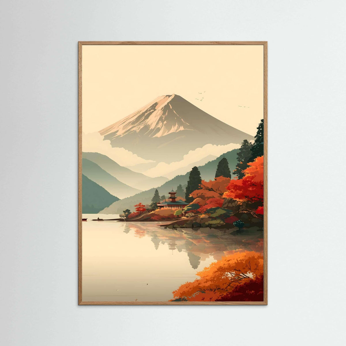 Autumn Stillness by the Lake – Contemporary Japanese Landscape Art
