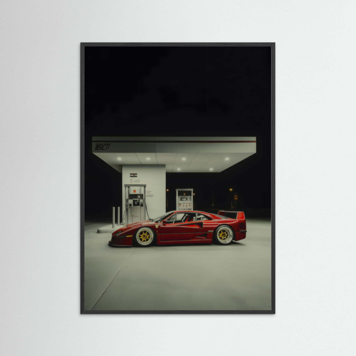 red supercar wall art-Midnight Fuel Stop Wall Art 