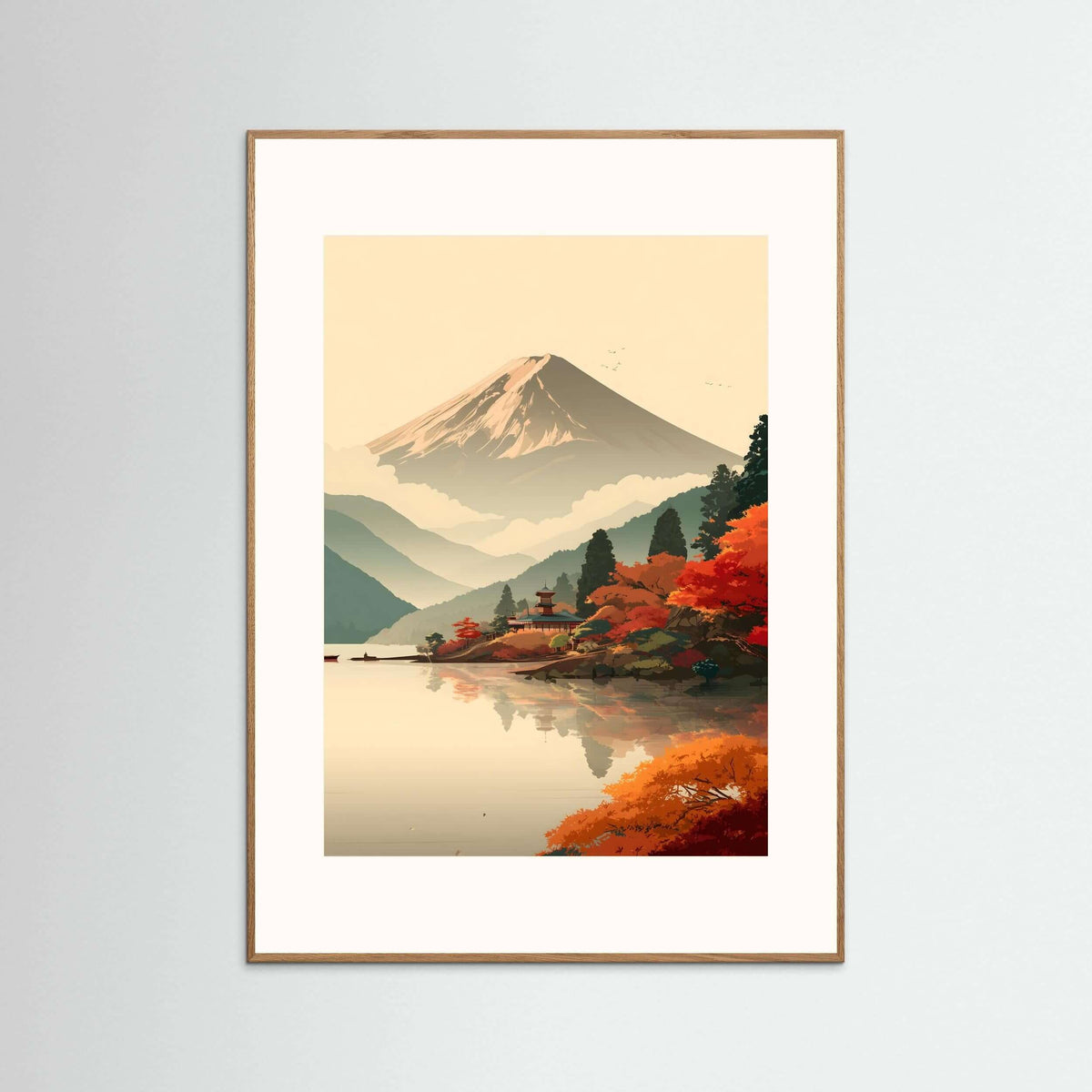 Autumn Stillness by the Lake – Contemporary Japanese Landscape Art
