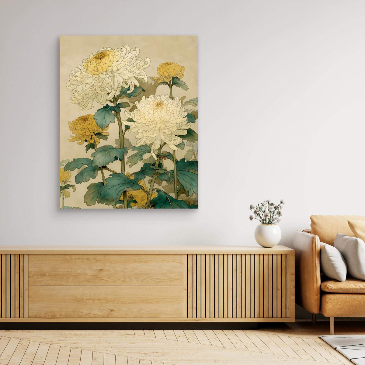 Japanese Chrysanthemum Art | Botanical Floral Ukiyo-e Print