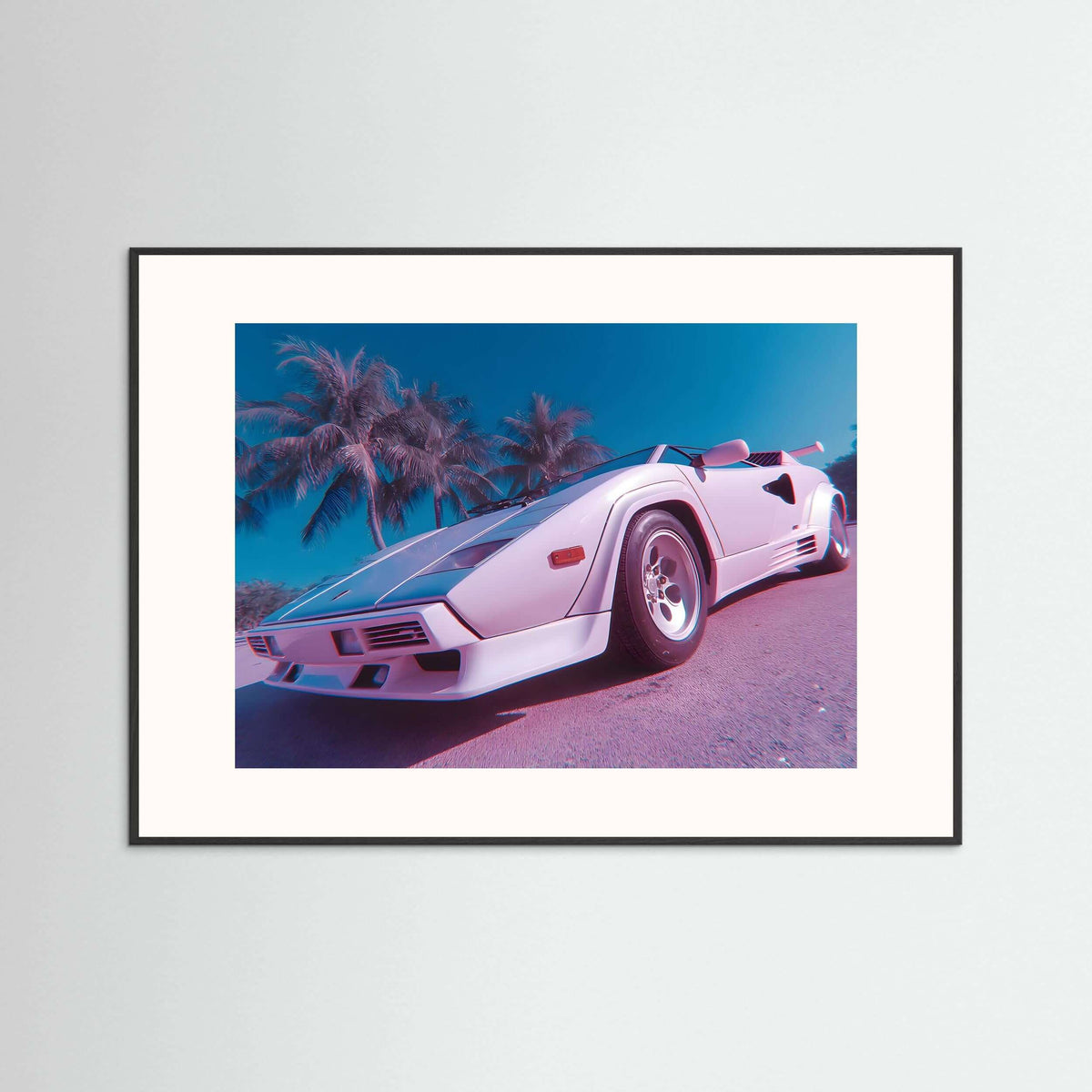 Palm Drive Supercar Wall Art – Retro Exotic Convertible Canvas Print