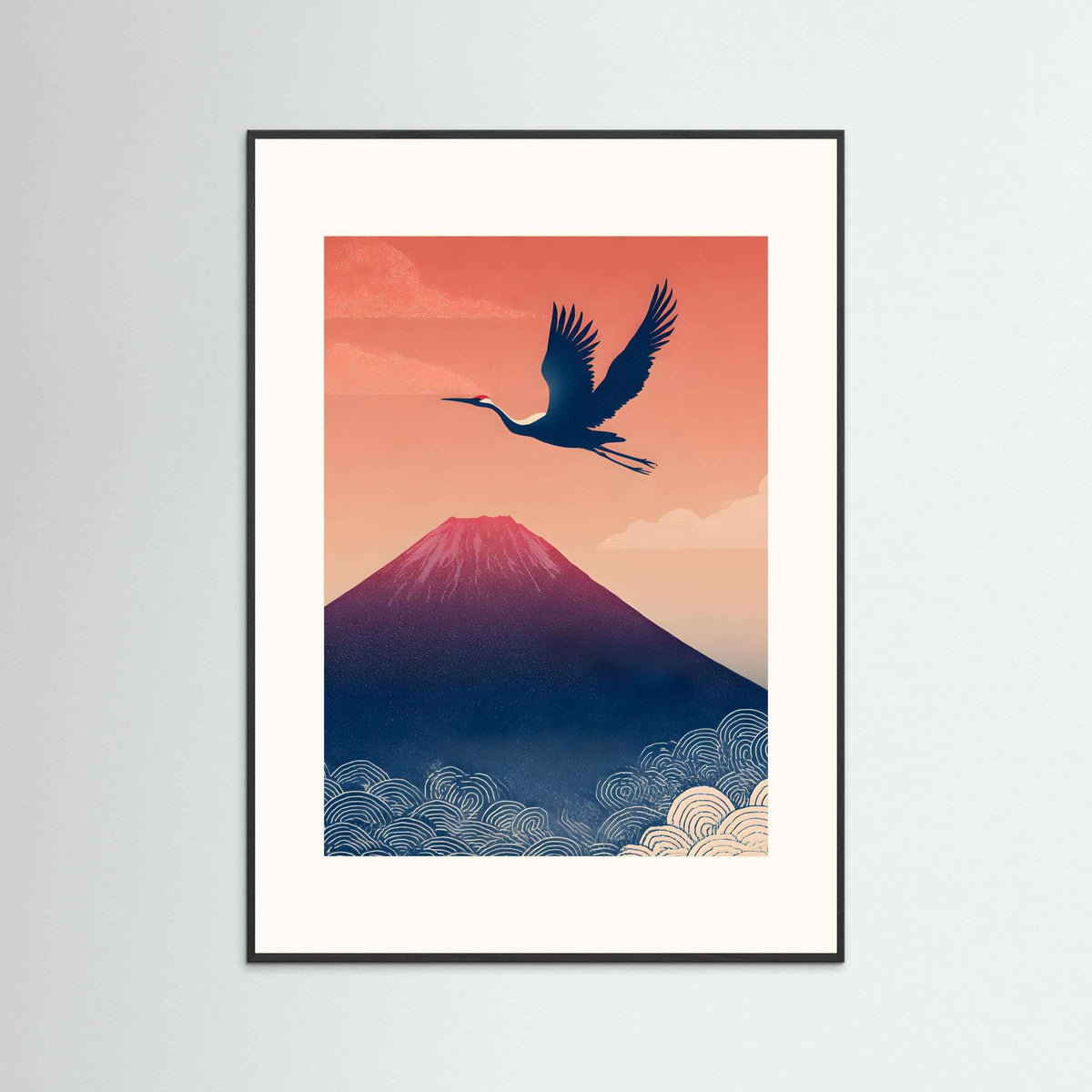 Japanese crane art print-Crane in Flight