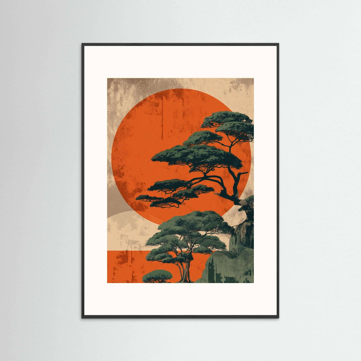  Japandi pine tree wall art-Enduring Stillness 