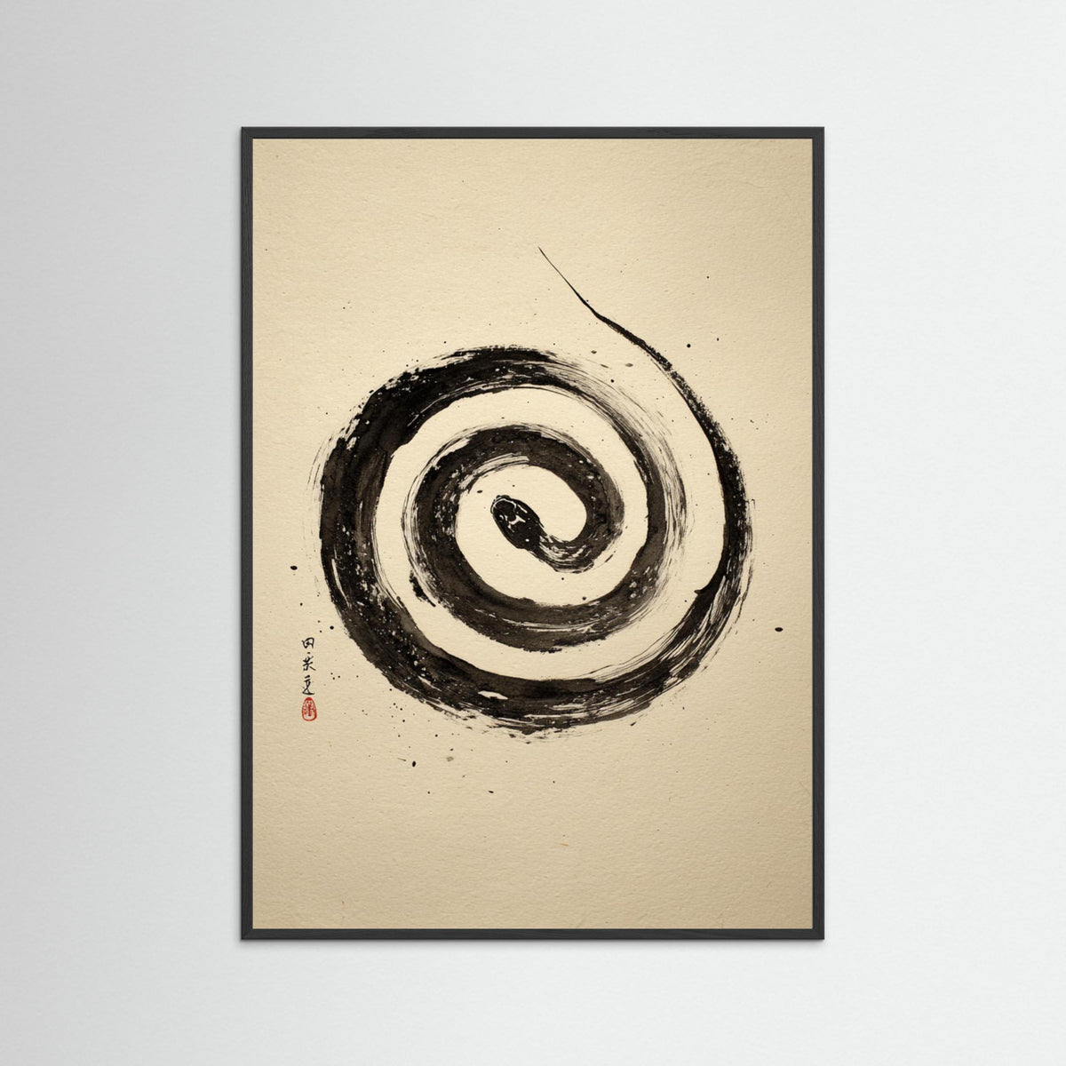Coiled Silence – Minimalist Ink Snake Wall Art