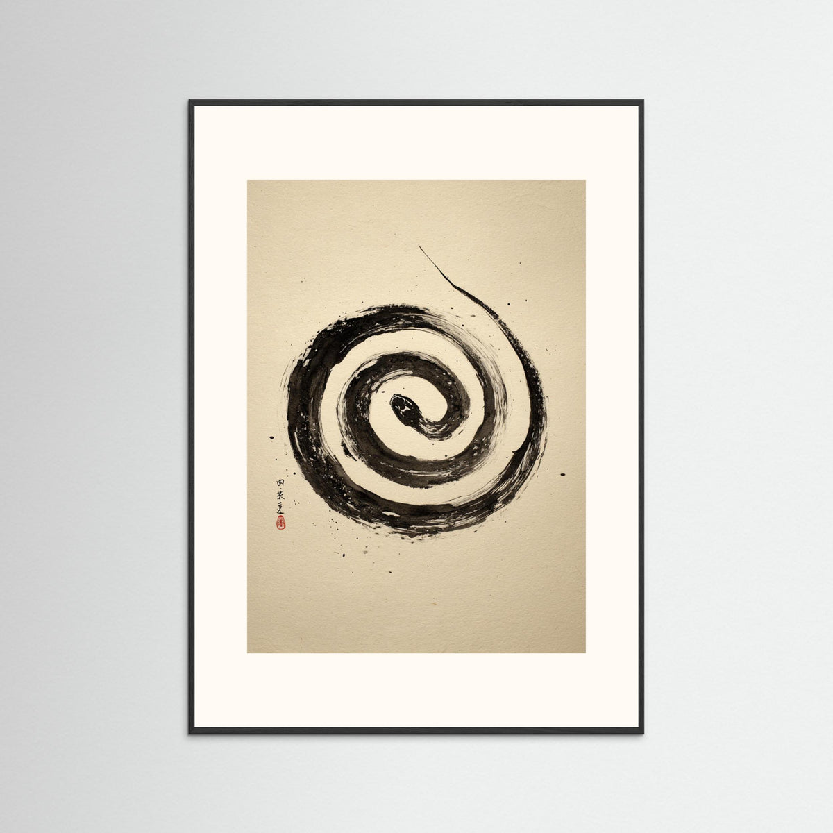 Coiled Silence – Minimalist Ink Snake Wall Art