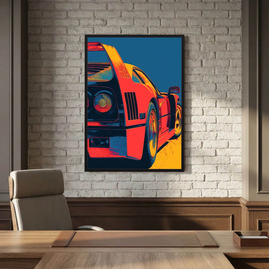 Ferrari F40 Pop Art Print – Retro Supercar Automotive Wall Art