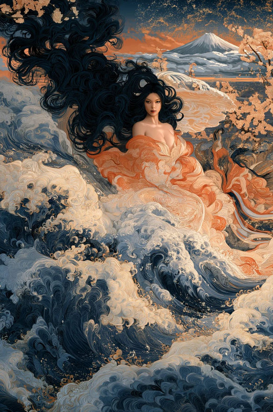 Ocean Goddess of Fuji – Japanese Wave & Mount Fuji Wall Art