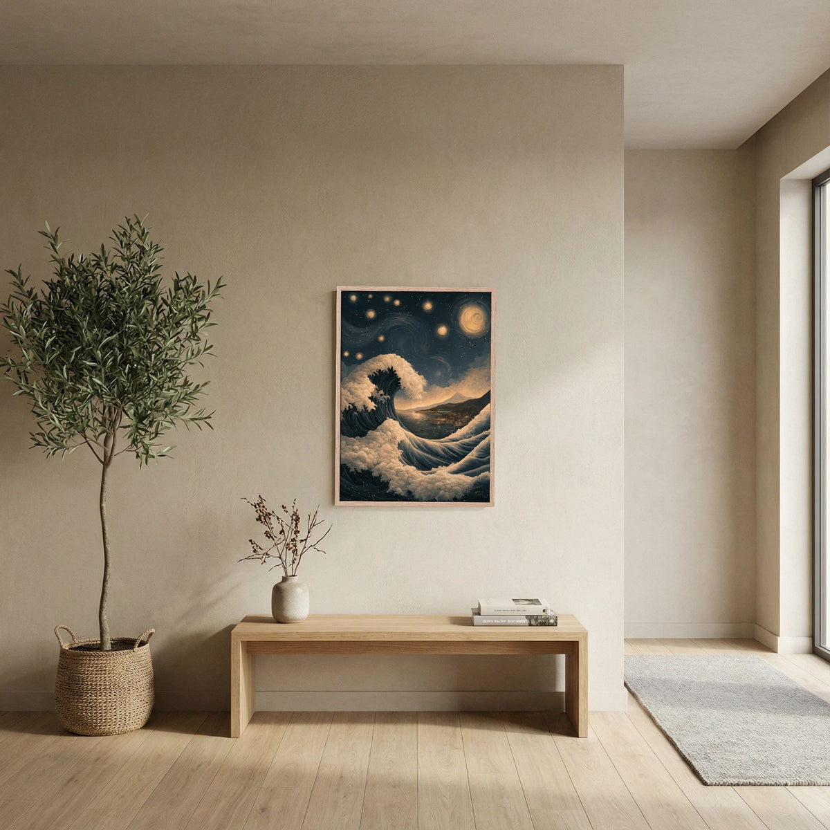 Starry Wave of Fuji – Japanese Great Wave & Starry Night Wall Art