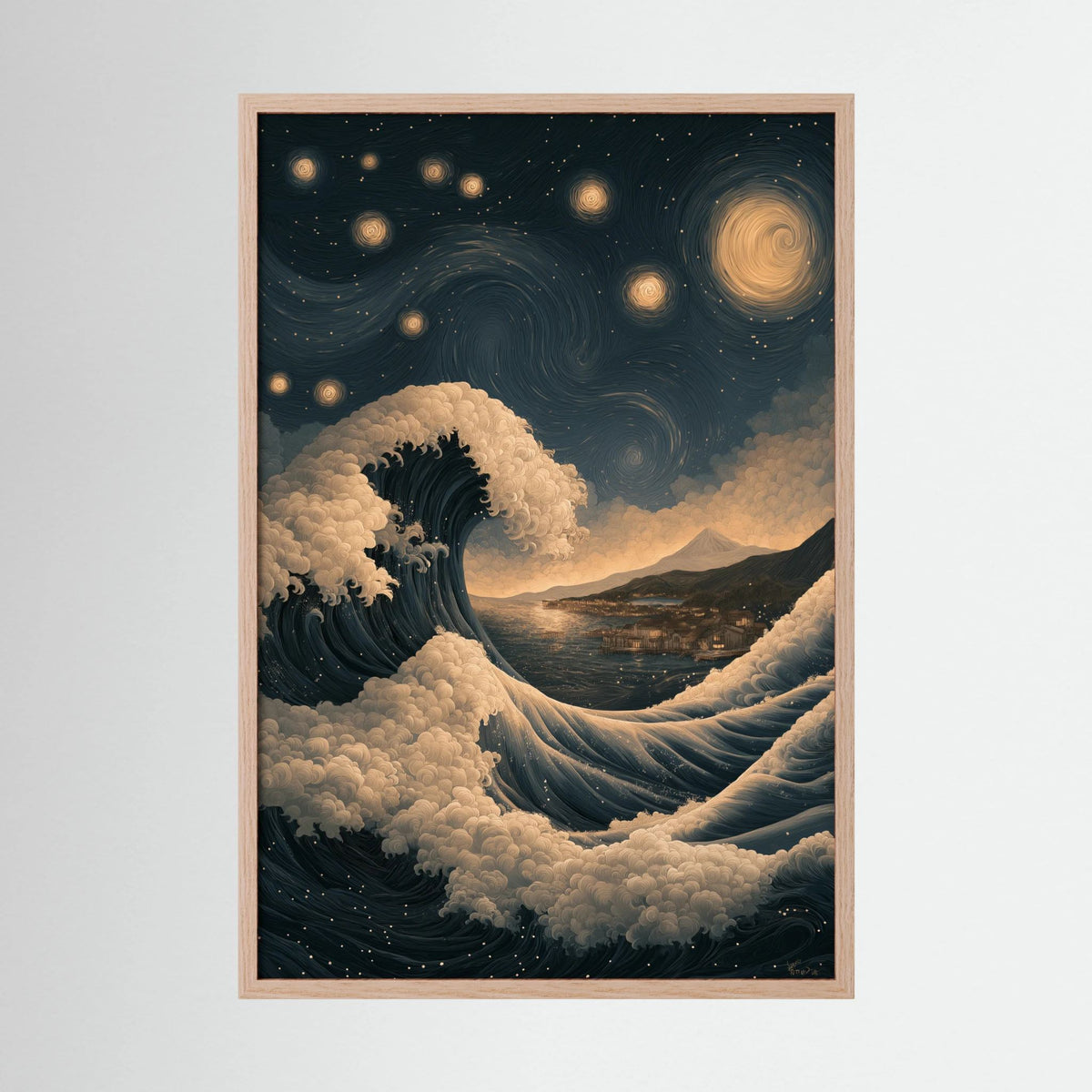 Starry Wave of Fuji – Japanese Great Wave & Starry Night Wall Art