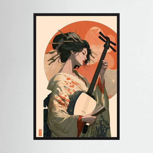 Shamisen Reverie – Japanese Woman Musician Wall Art
