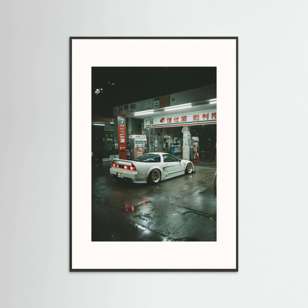 Japanese Night Gas Station Wall Art – JDM Street Scene Canvas Print