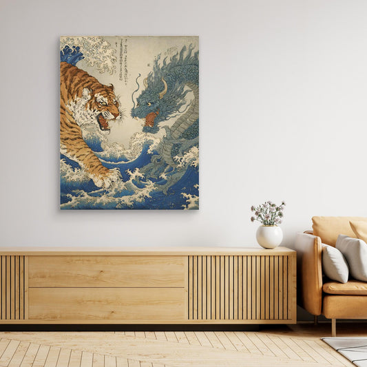 Tiger vs Dragon Ukiyo-e Art Print Japanese