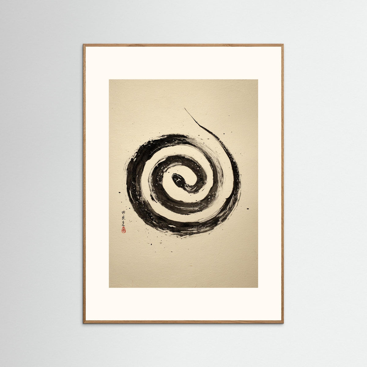 Coiled Silence – Minimalist Ink Snake Wall Art