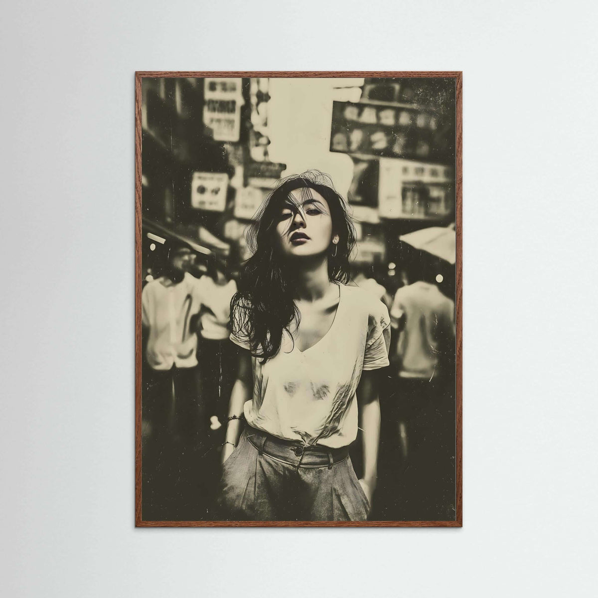 Vintage Urban Street Portrait Wall Art – Cinematic Black & White Photography Print