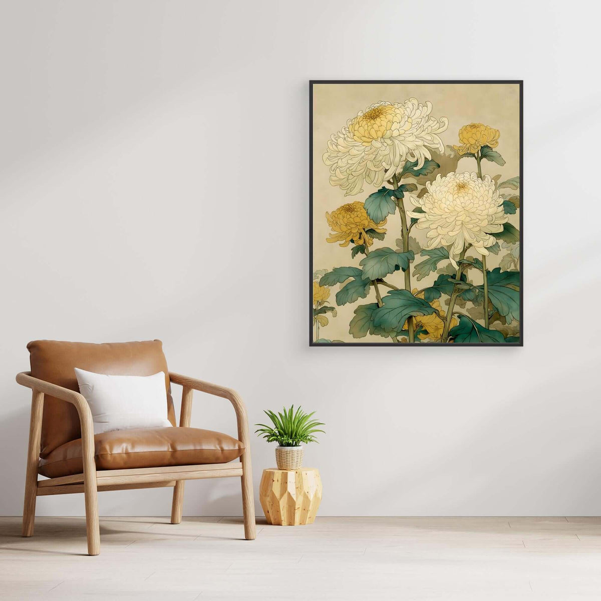Japanese Chrysanthemum Art | Botanical Floral Ukiyo-e Print