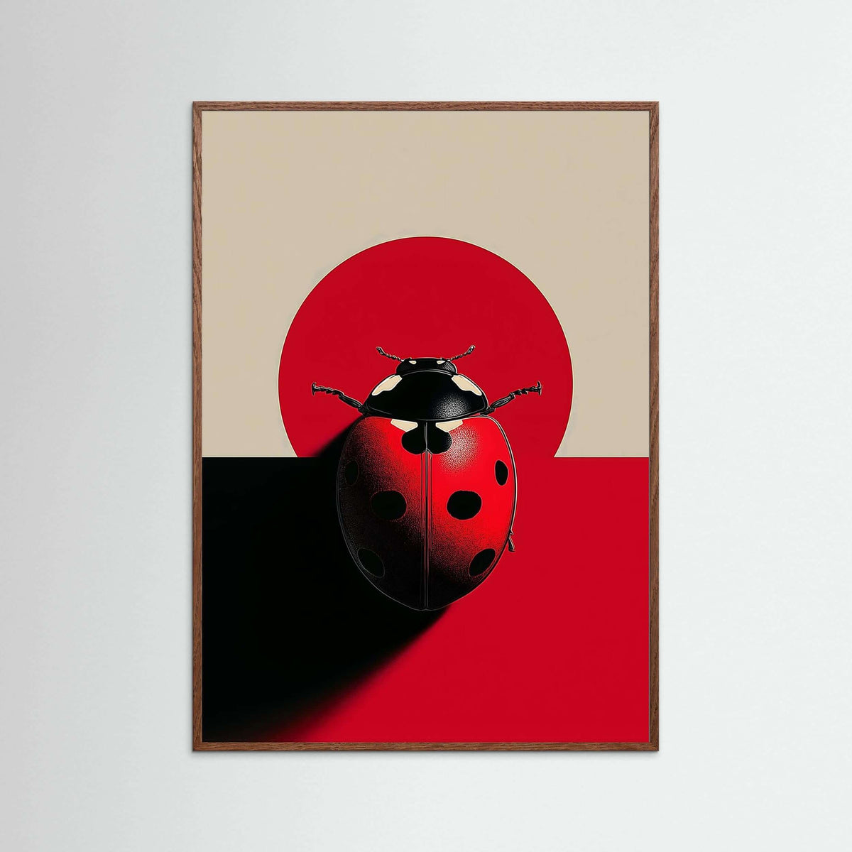 Minimalist Ladybug Wall Art – Modern Red & Black Symbolic Print