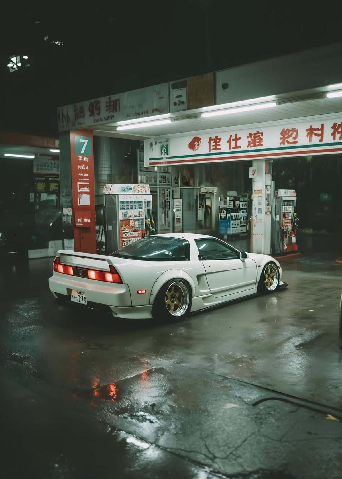 Japanese Night Gas Station Wall Art – JDM Street Scene Canvas Print