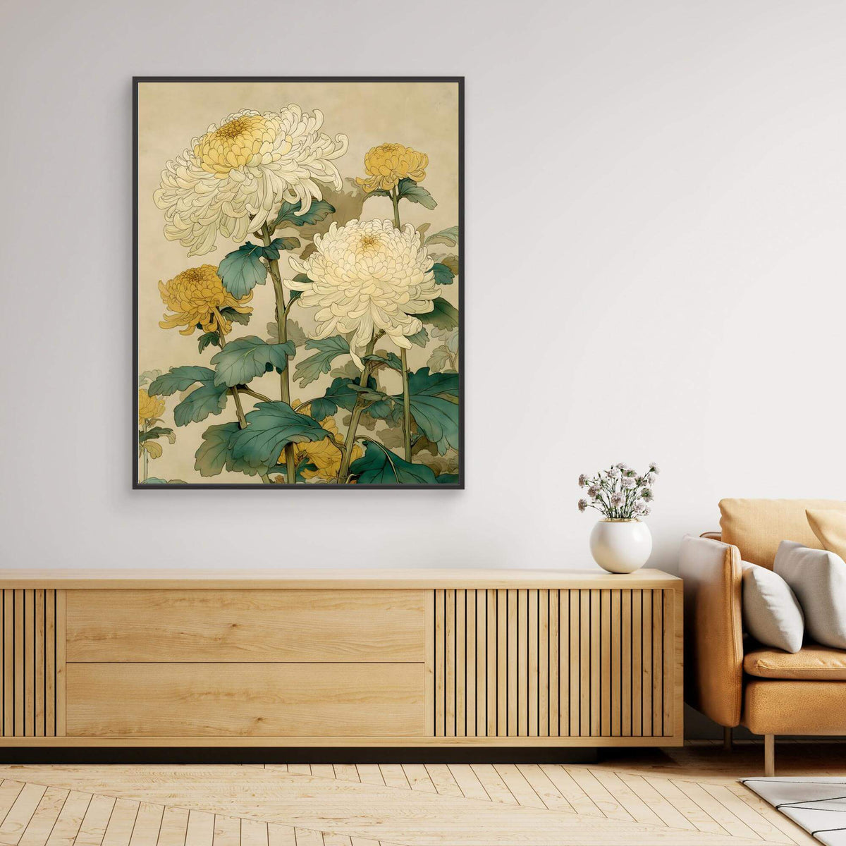 Japanese Chrysanthemum Art | Botanical Floral Ukiyo-e Print