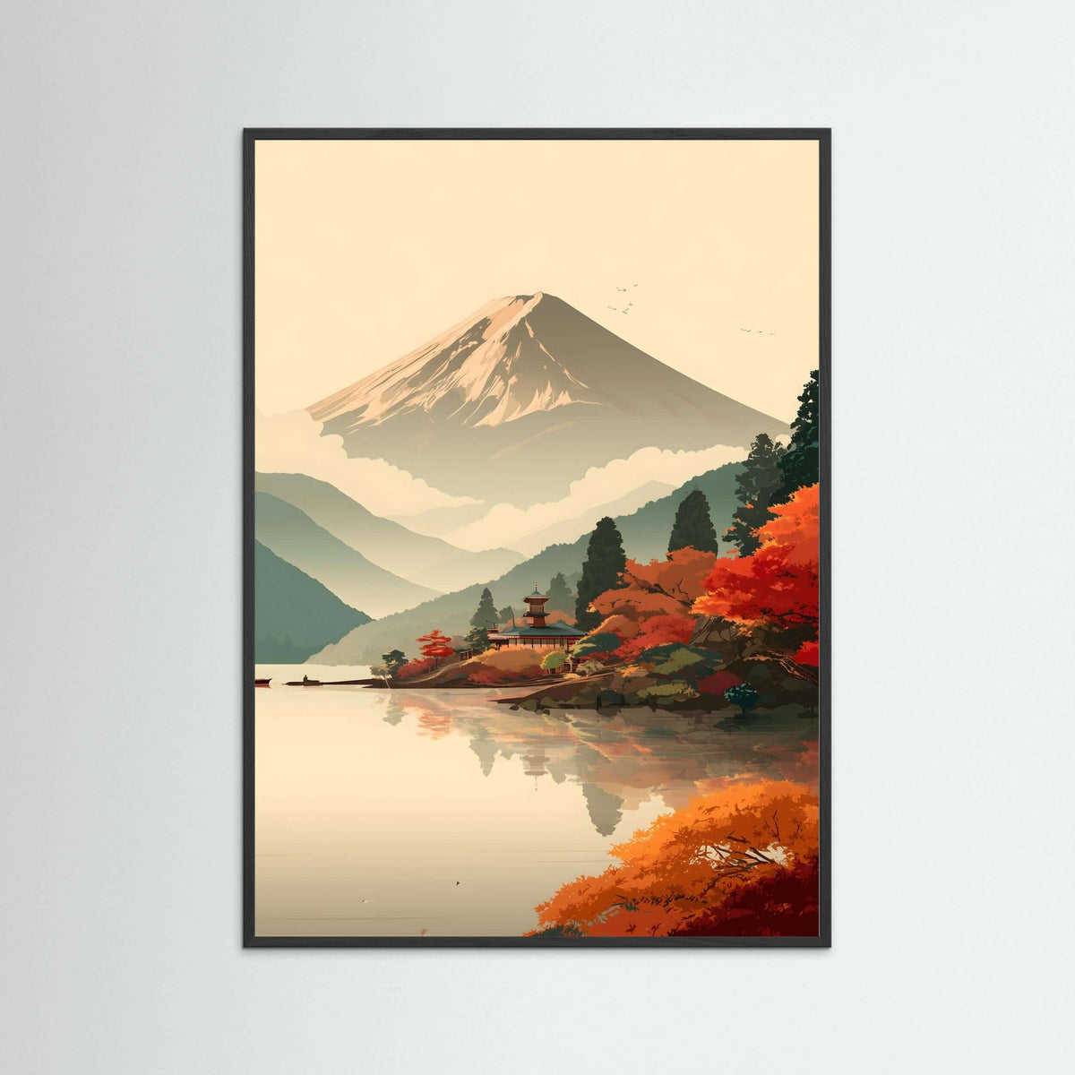 Autumn Stillness by the Lake – Contemporary Japanese Landscape Art